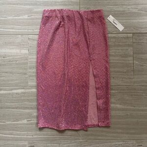 NWT Timing bubblegum pink sequin midi skirt